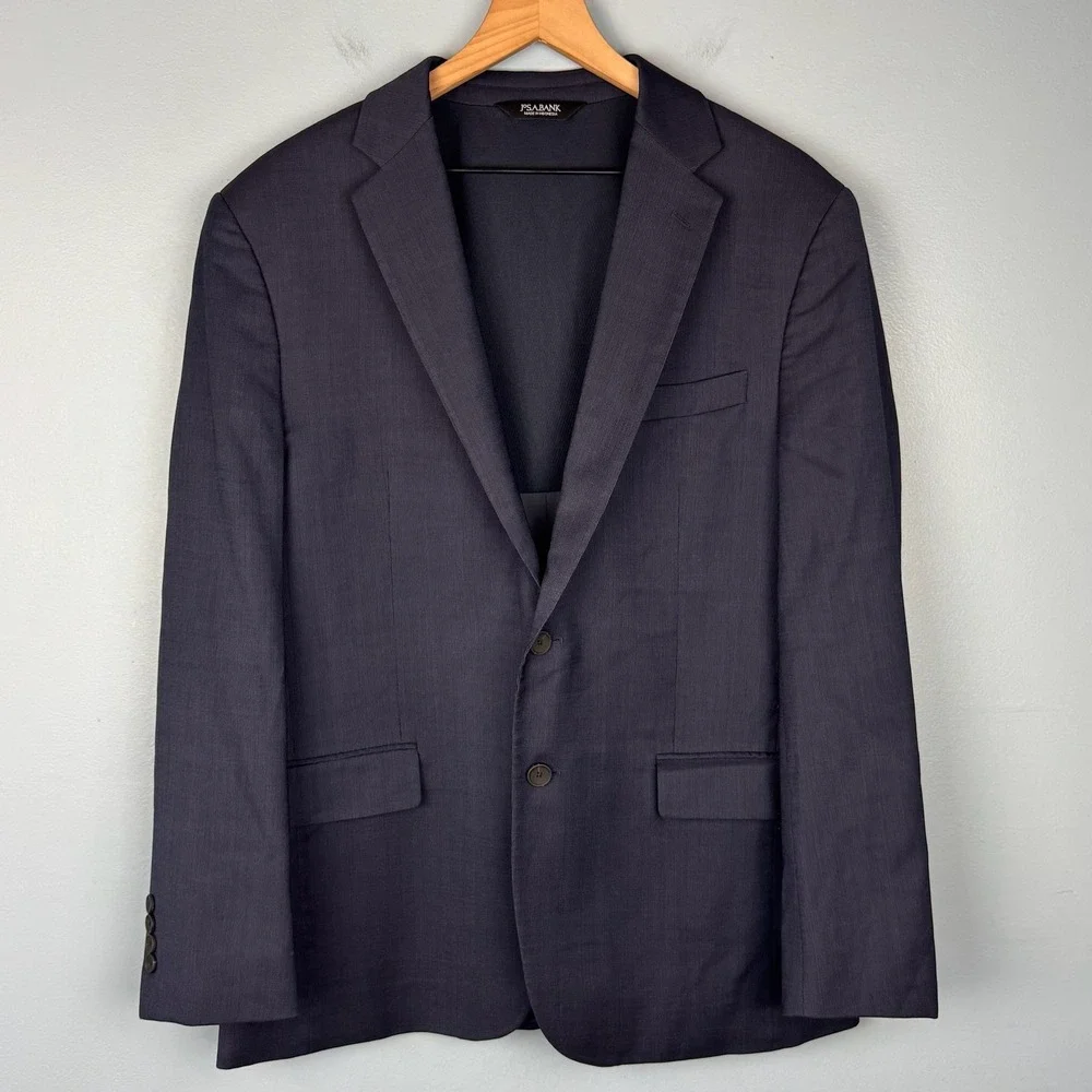 Jos A Bank Traveler Travel Tech Blazer Mens 43 Regular Navy Blue Slim Fit Jacket